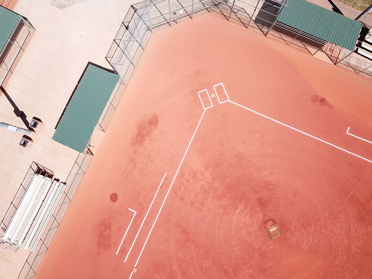 Aerial view of home plate on baseball field