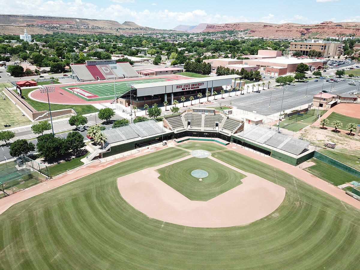 Baseball field with football field in the background