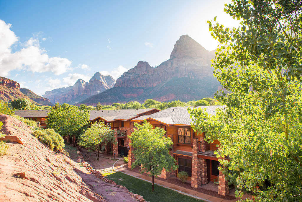 View of mountains above hotel
