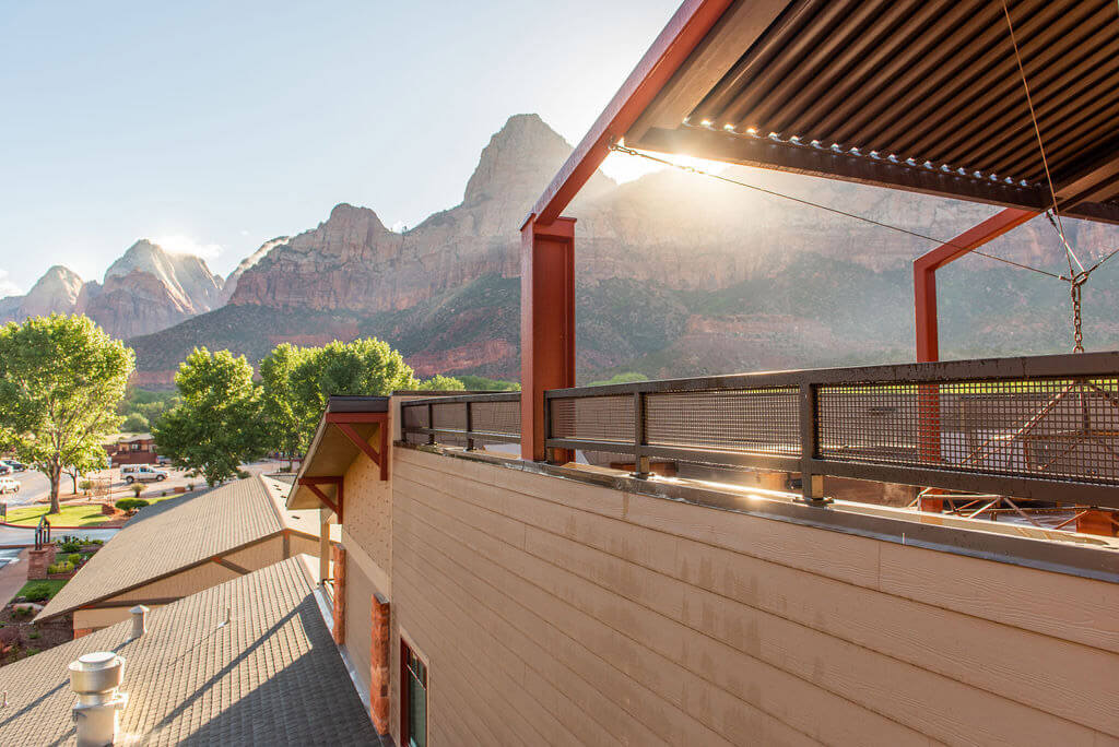 View of mountains from hotel patio