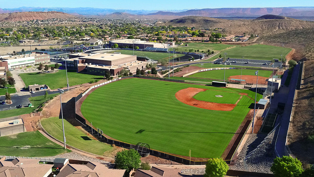 Aerial view of baseball field