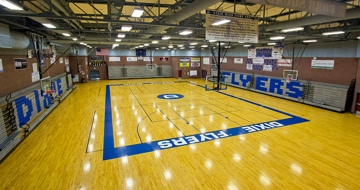View of indoor basketball court