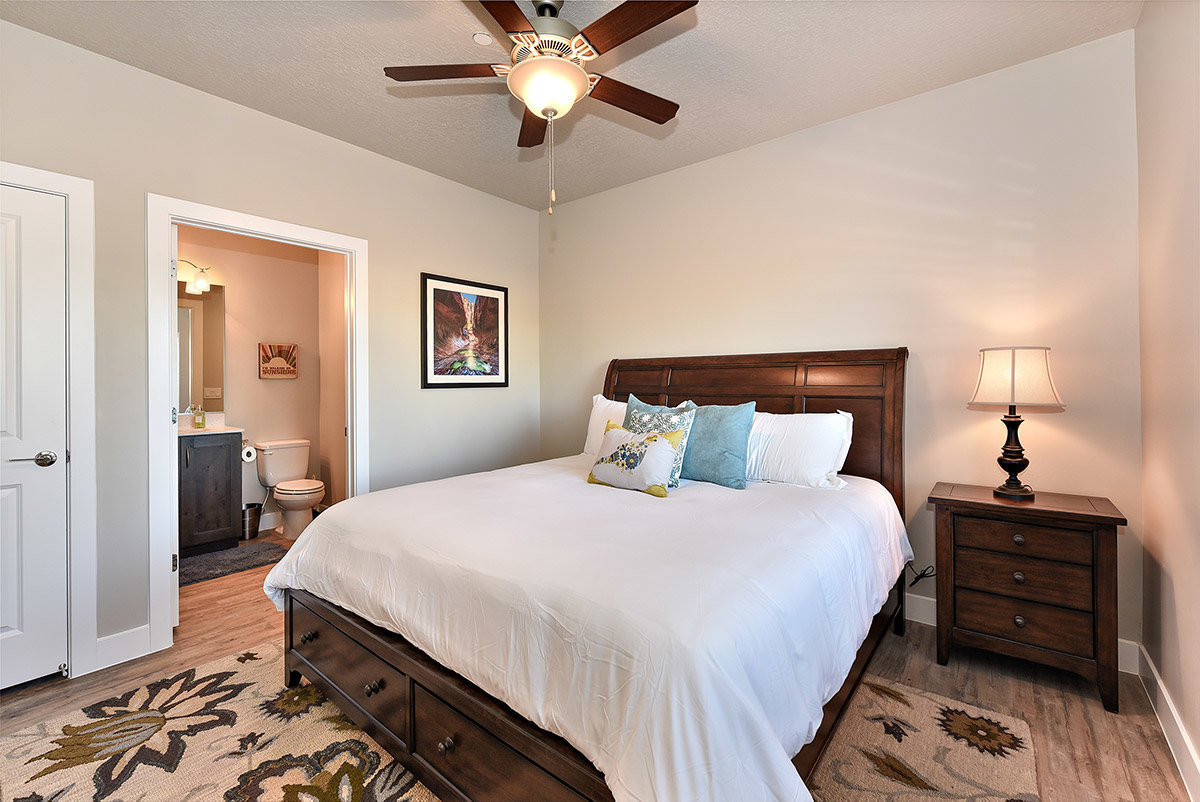 Hotel room with king size bed