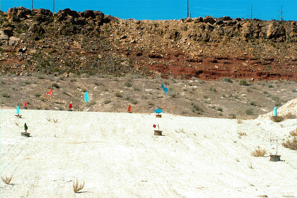 Colorful targets on desert shooting range