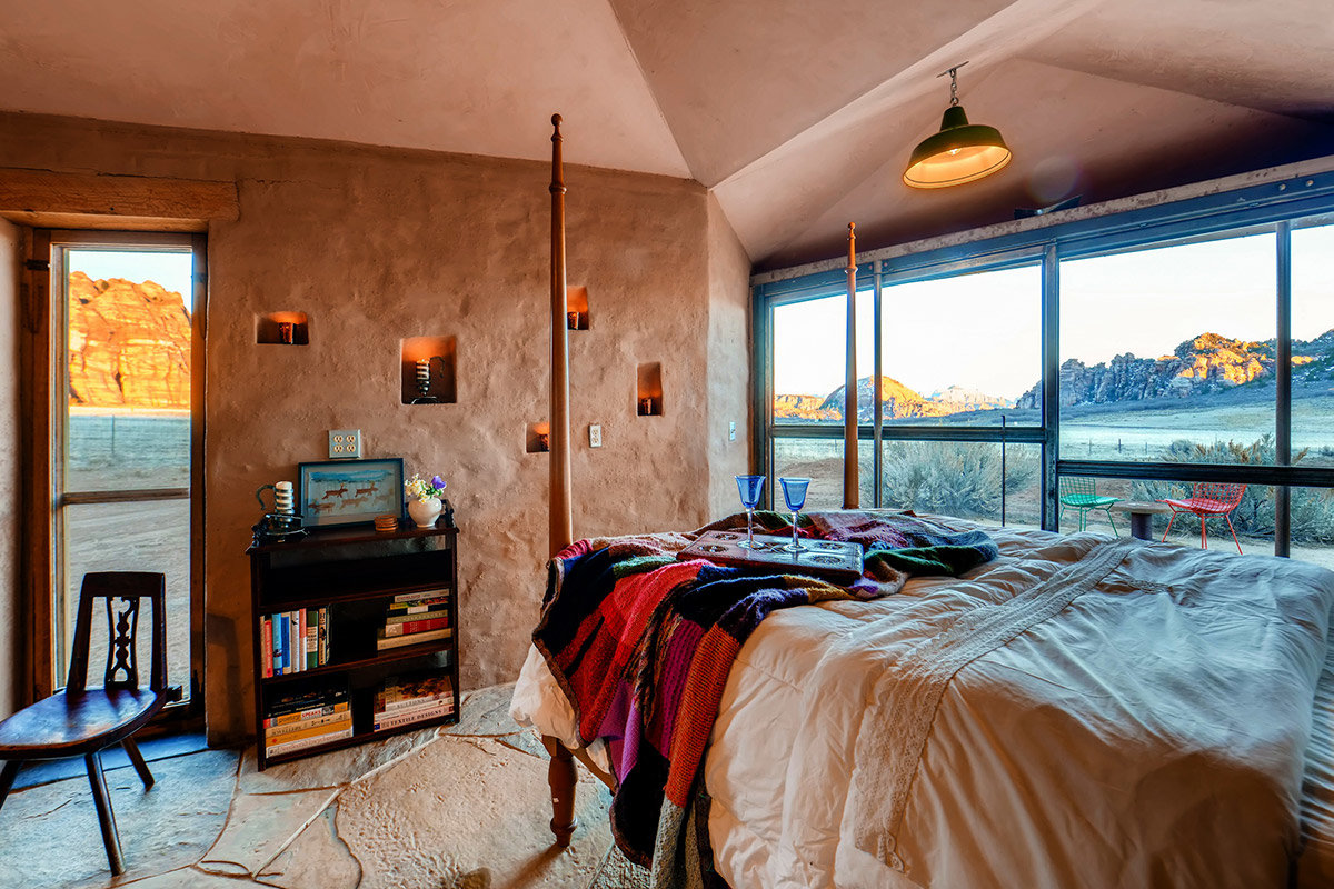 Rustic bedroom in adobe house