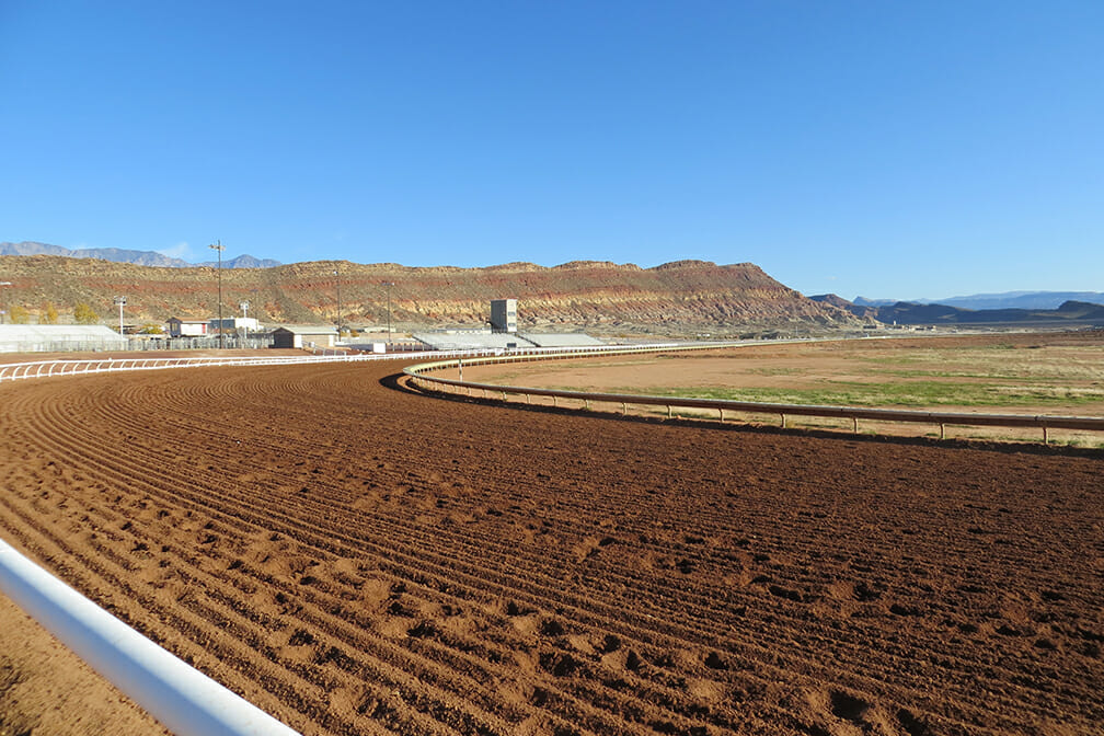 Outdoor equestrian racetrack