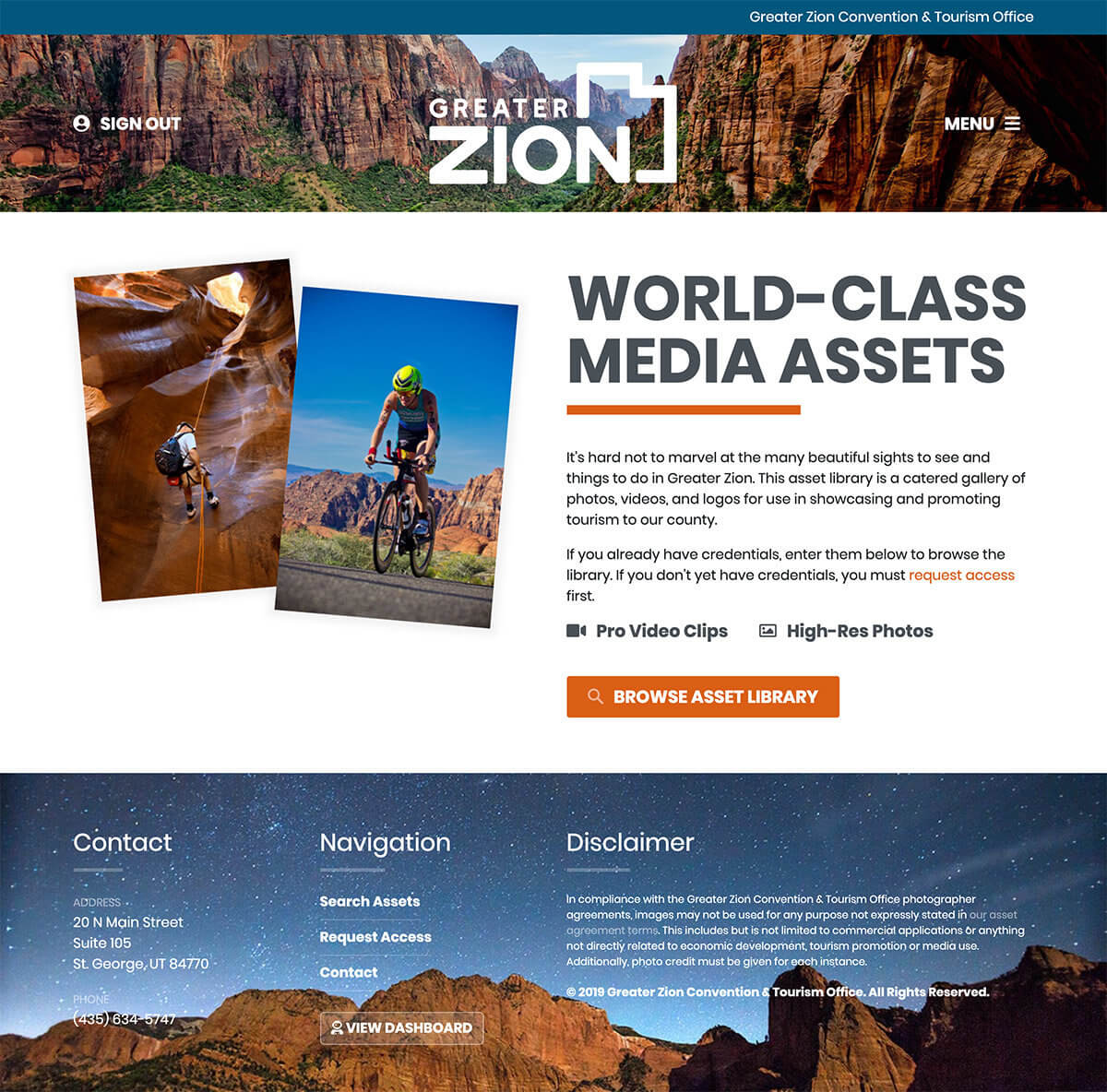 Screenshot of Greater Zion Media Asset Library