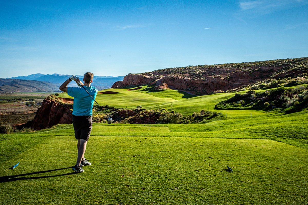 Male golfer in backswing