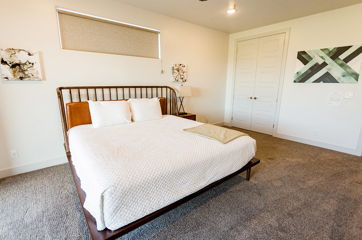 King size bed with wooden frame