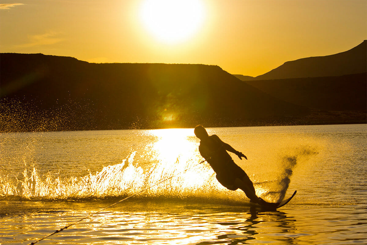 Silhouette of Wakeboarder at Sand Hollow Sunset