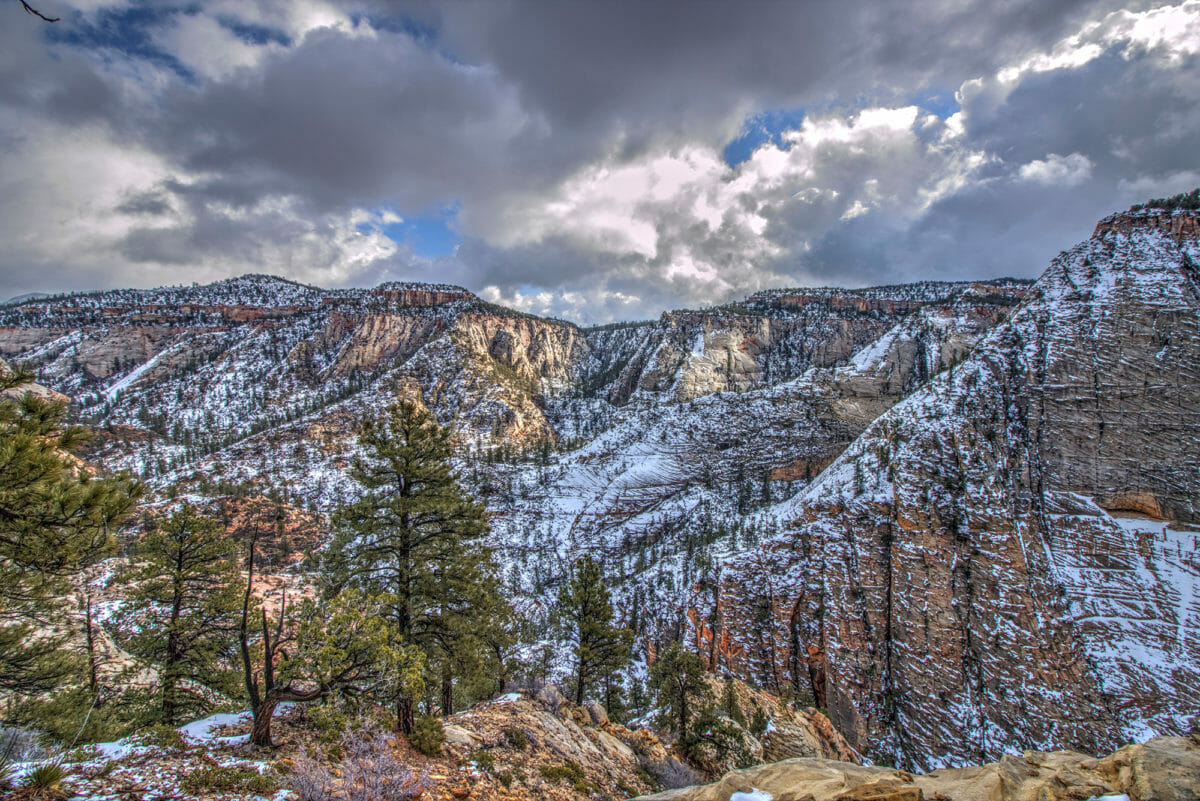Zion National Park covered in a fresh coat of snow